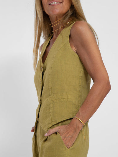 Aira - Buttoned vest and wide-leg pants set